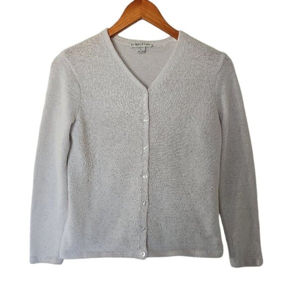 Pendleton White Cotton Blend Cardigan V-Neck Sweater Womens S Small Button Front - Picture 10 of 12